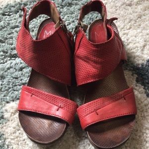 Miz Mooz red leather 7 sandal wedges